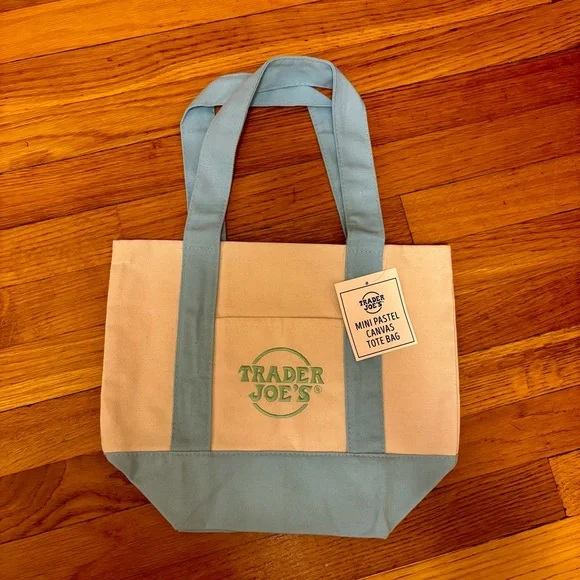 Set Of 4 Trader Joe's LIMITED EDITION Pastel Mini Canvas Tote Bags Easter NWT - Picture 3 of 5